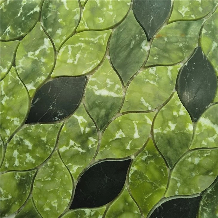 Leaf Style Green Marble Mosaic Tiles