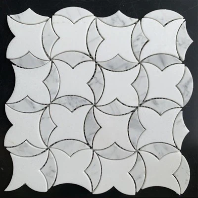 Mosaic de fulles de Carrara Afrodita Mosaic de marbre de raig d'aigua de mare perla