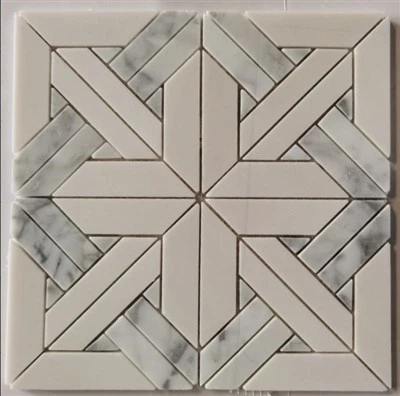 Mosaic quadrat de marbre blanc de Carrara