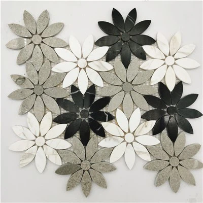 Mosaic de marbre de flors grises i blanques Viviano Marmo