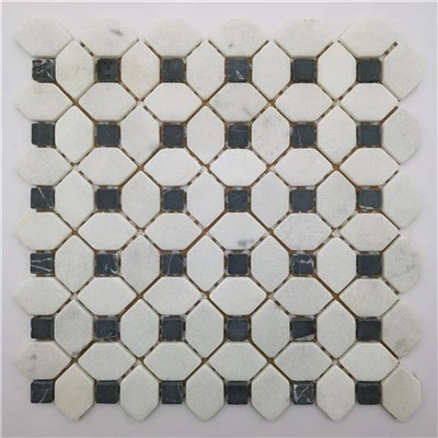 Prismatic Carrara Blend Marble Mosaic Marble Penny